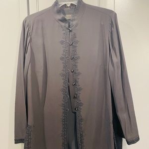 Dana Buchman Black silk long jacket, size 16